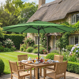 3 m Garden Parasol with 3-Tier Roof, Crank Handle & Tilt, Green
