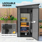 4 x 5FT Plastic Lean-to Garden Shed with Floor, Wood-Effect