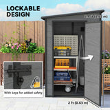 4 x 5FT Plastic Lean-to Garden Shed with Floor, Wood-Effect