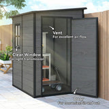 4 x 5FT Plastic Lean-to Garden Shed with Floor, Wood-Effect