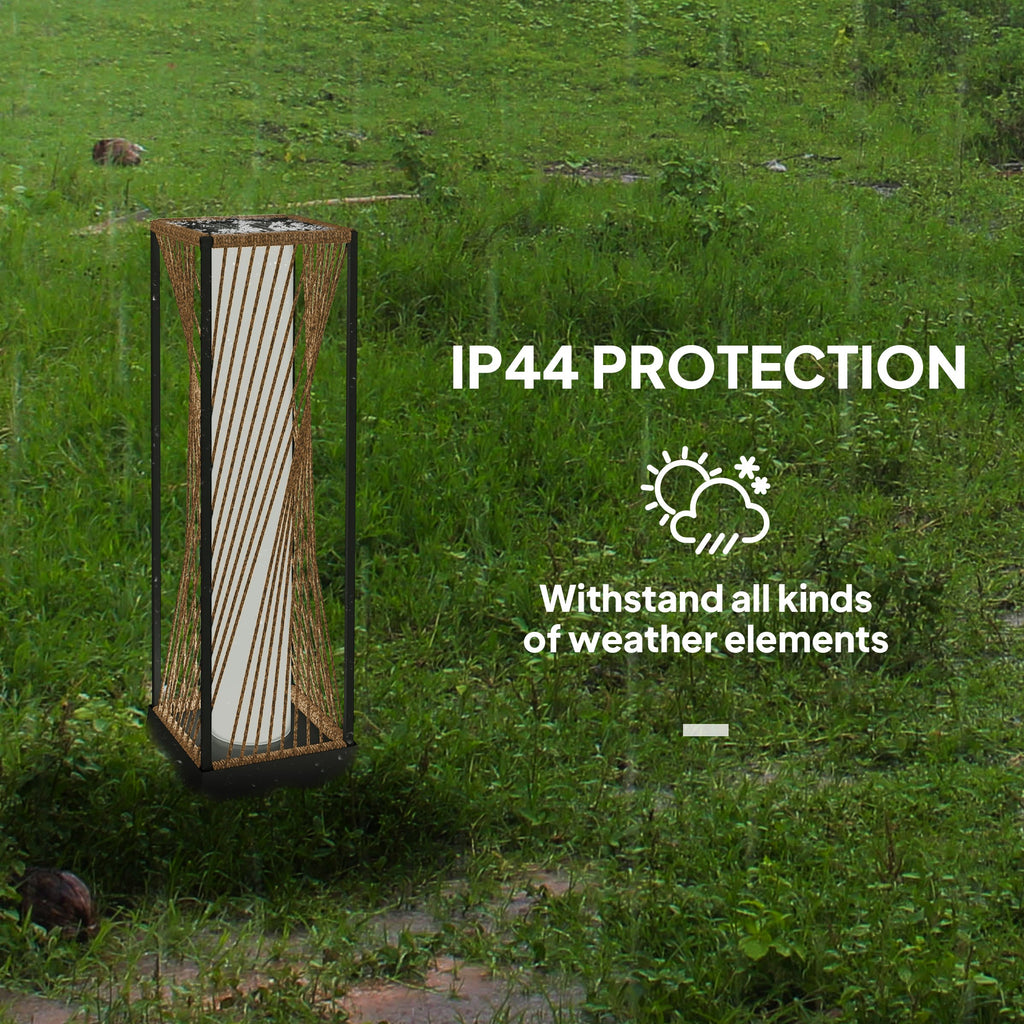 77 cm Solar Rattan Floor Lamp with Auto On/Off LED, Sand Brown