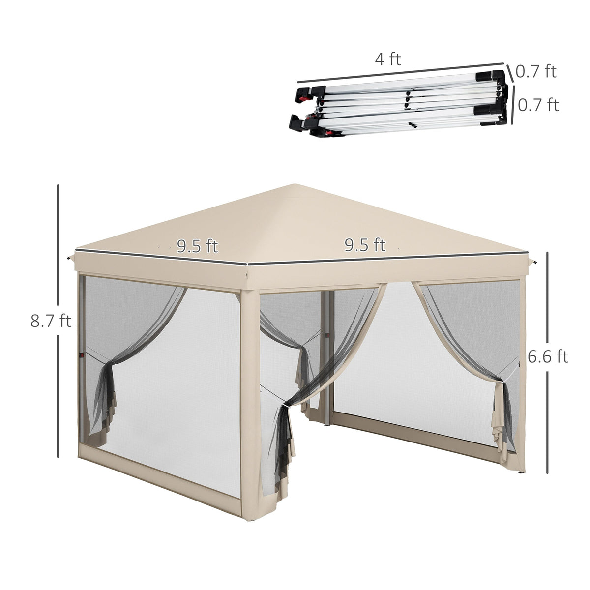 10' x 10' Pop Up Canopy Tent with Netting and Carry Bag