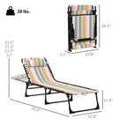 2-Piece Folding Chaise Lounge Set with 4-Position Reclining Back & Breathable Mesh Seat for Poolside and Beach
