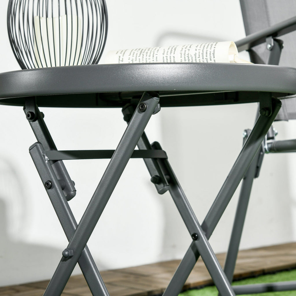 18" Outdoor Round Folding Table with Tempered Glass Top, White