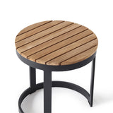 Ventura 18" Side Table in Charcoal Aluminum - Teak Top