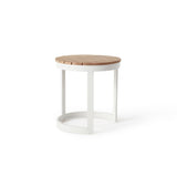 Ventura 18" Side Table in White - Teak Top