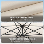 3 m Banana Parasol with Crank Handle, 8 Ribs & Cross Base, Cream White