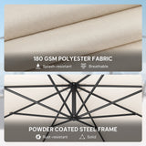 3 m Banana Parasol with Crank Handle, 8 Ribs & Cross Base, Cream White
