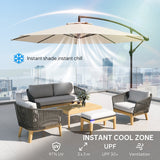 3 m Banana Parasol with Crank Handle, 8 Ribs & Cross Base, Cream White