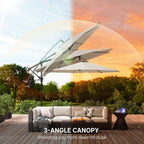 3 m Banana Parasol with Crank Handle, 8 Ribs & Cross Base, Cream White