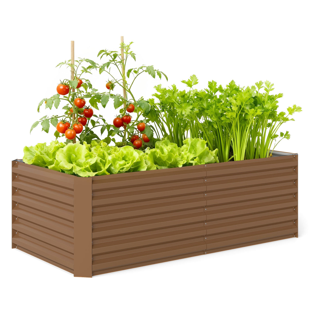 6' x 3' x 2' Galvanized Raised Garden Bed for Vegetables, Brown