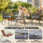 ARVOYA 4-Piece Rope Sofa Set with Loveseat, 2 Chairs & Tempered Glass Table, Dark Grey