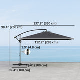 111" x 150.4" Cantilever Umbrella with 360° Rotation and Tilt, Grey