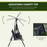 2 Person Porch Swing with Pivot Table, Cup Holder and Canopy, Black