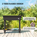 41L Self-Watering Raised Garden Bed with Lid and Shelf, Black