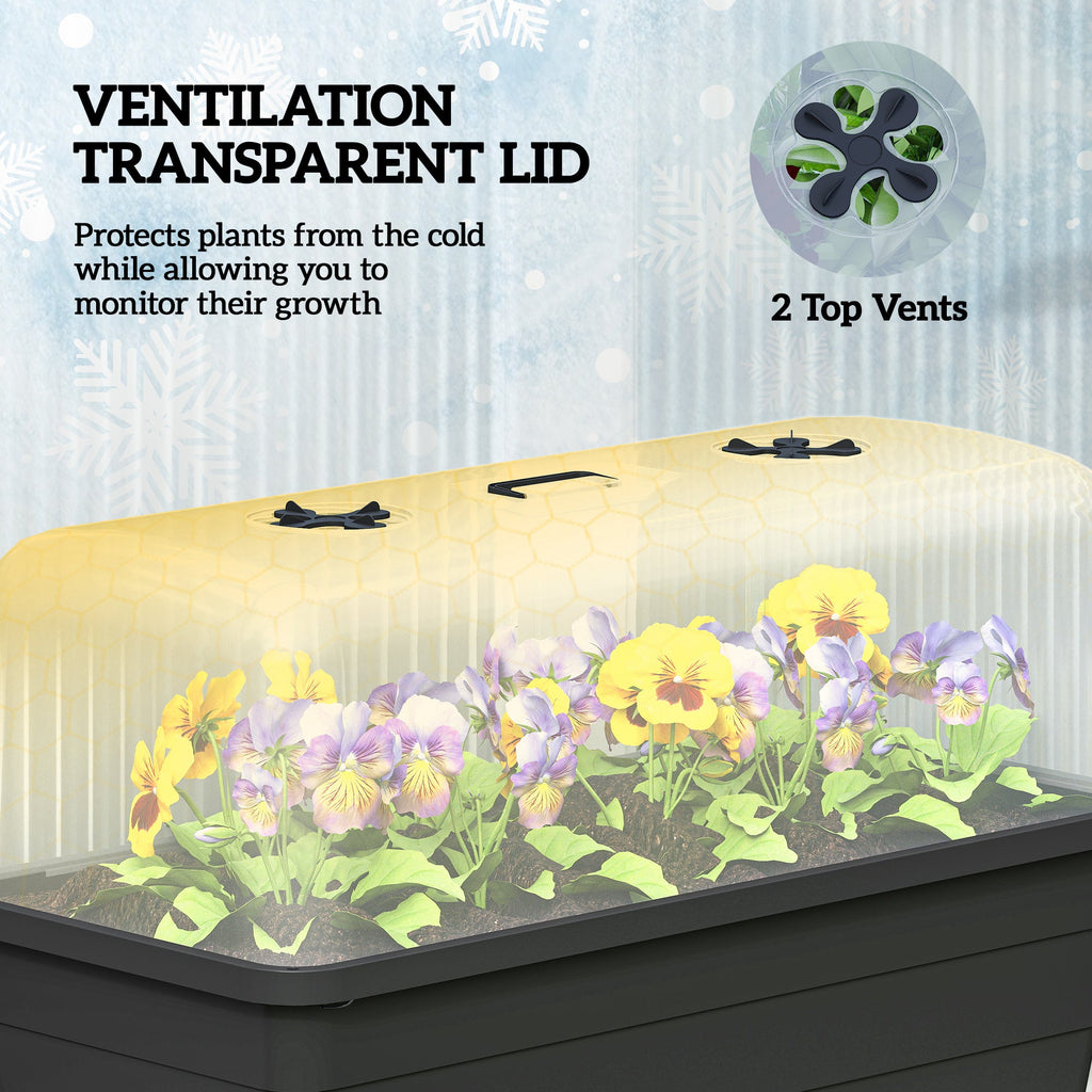 41L Self-Watering Raised Garden Bed with Lid and Shelf, Black