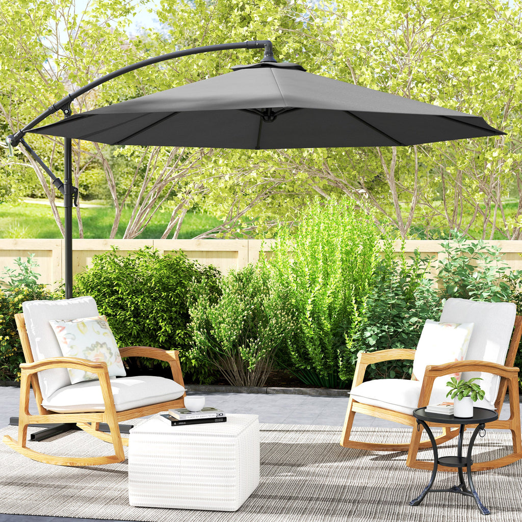 10' Deluxe Patio Umbrella with Crank and Cross Base, Grey