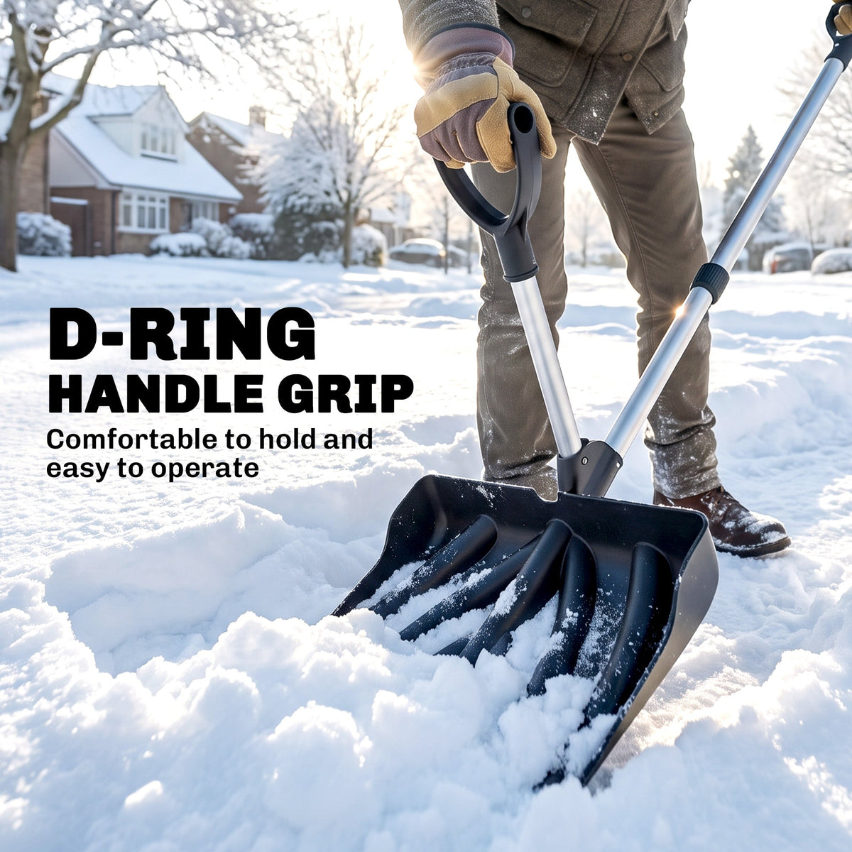 Heavy Duty Snow Shovel with 45cm Blade and Detachable Aluminum Handle