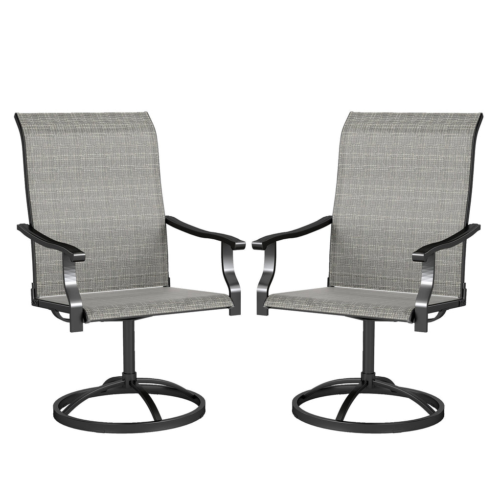 2-Piece Outdoor Patio Swivel Chairs, Gray
