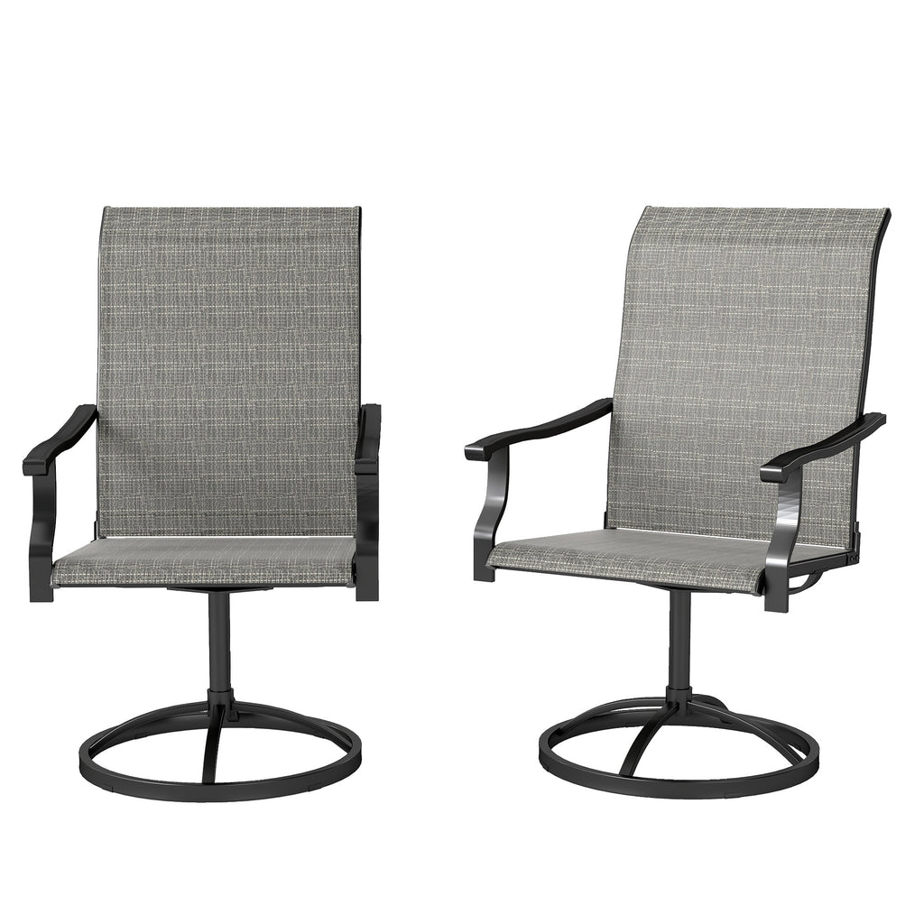 2-Piece Outdoor Patio Swivel Chairs, Gray