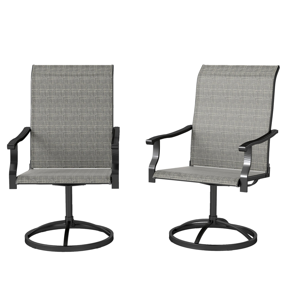 2-Piece Outdoor Patio Swivel Chairs, Gray