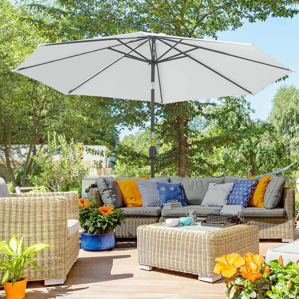 10' x 8' Round Market Umbrella with Crank and Tilt, White