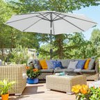 10' x 8' Round Market Umbrella with Crank and Tilt, White