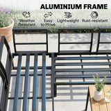 FlexNook 6-Piece Corner Sofa Set for 6-8, Aluminium Frame with Cushions, Grey