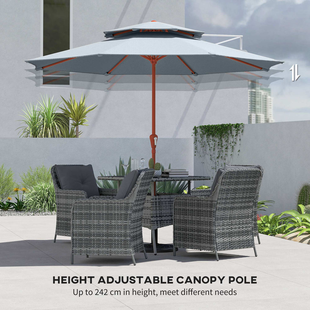 104'' x 104'' Patio Umbrella with Crank and Double Top, Light Grey