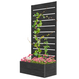 28" x 15" x 59" Raised Garden Bed with Trellis and Drain Gap, Black