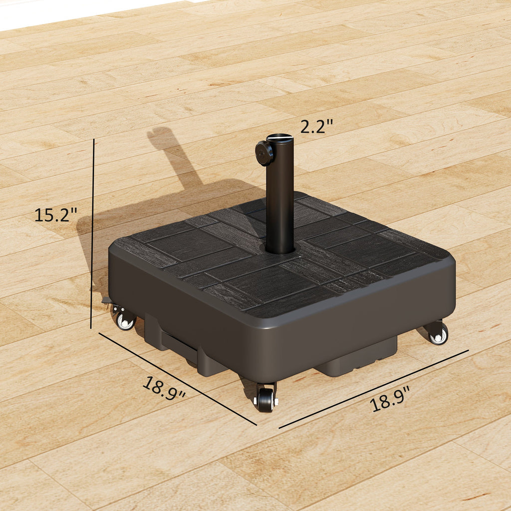 Patio Umbrella Base with Wheels, 62 lbs Water/77 lbs Sand, Black