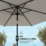 2.6 m Garden Parasol with Tilt, Crank, Vent & Aluminium Pole, Light Grey