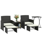 6 Piece Rattan Garden Furniture Set with 2 Nesting Tables, Black