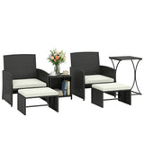 6 Piece Rattan Garden Furniture Set with 2 Nesting Tables, Black