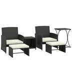 6 Piece Rattan Garden Furniture Set with 2 Nesting Tables, Black