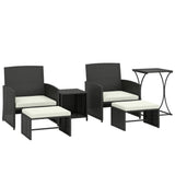 6 Piece Rattan Garden Furniture Set with 2 Nesting Tables, Black