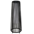 24" Wicker Solar Floor Lamp with Auto On/Off LED Lights, Black