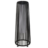 24" Wicker Solar Floor Lamp with Auto On/Off LED Lights, Black