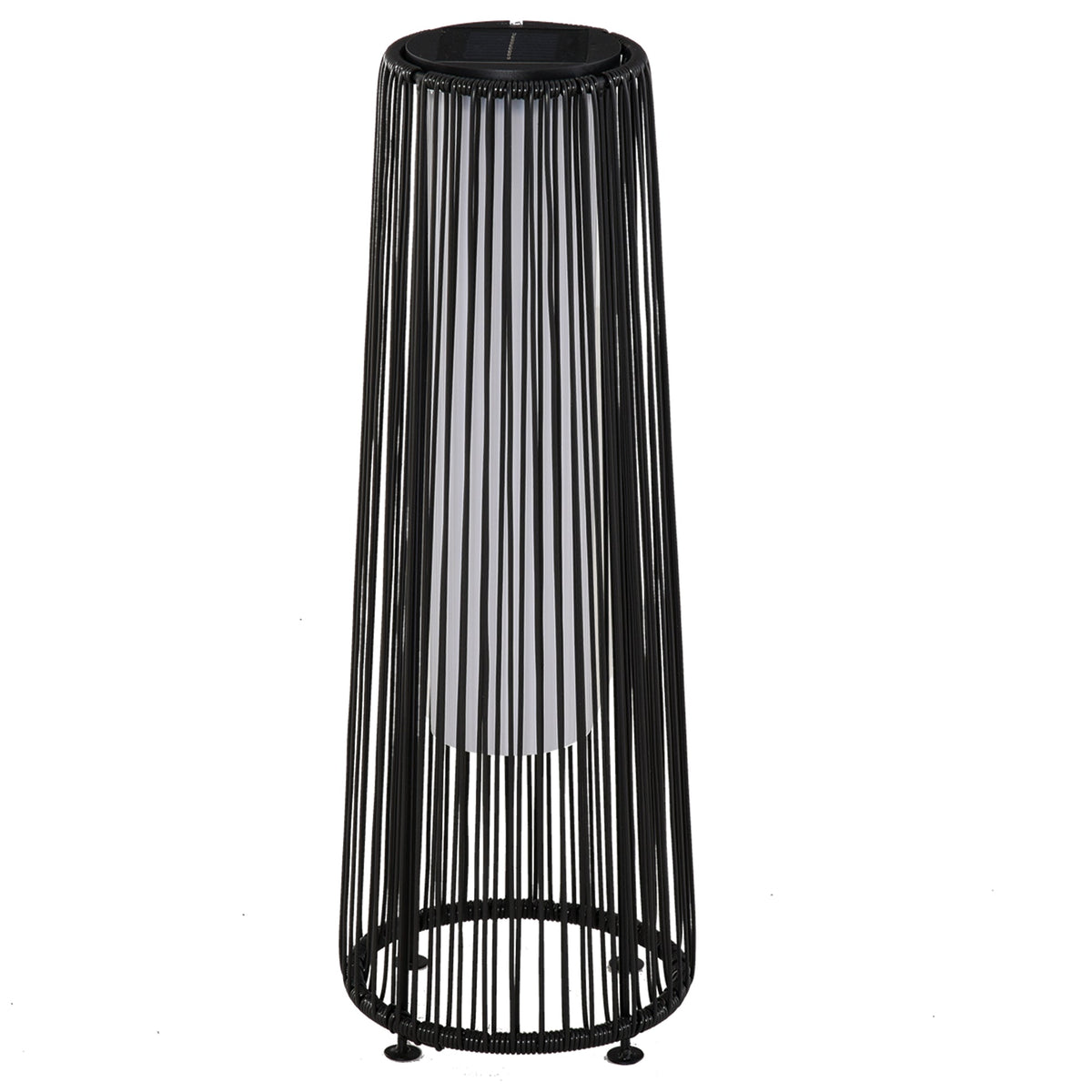 24" Wicker Solar Floor Lamp with Auto On/Off LED Lights, Black