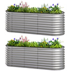 2pcs 6 x 2 x 2 ft Galvanized Raised Garden Beds, Silver