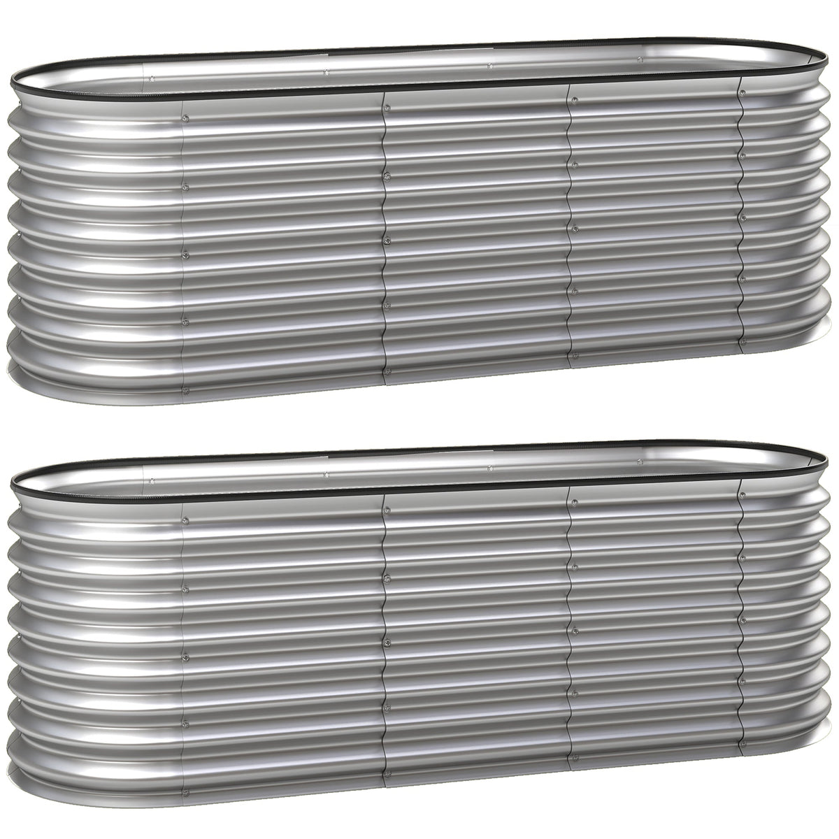 2pcs 6 x 2 x 2 ft Galvanized Raised Garden Beds, Silver