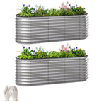 2pcs 6 x 2 x 2 ft Galvanized Raised Garden Beds, Silver