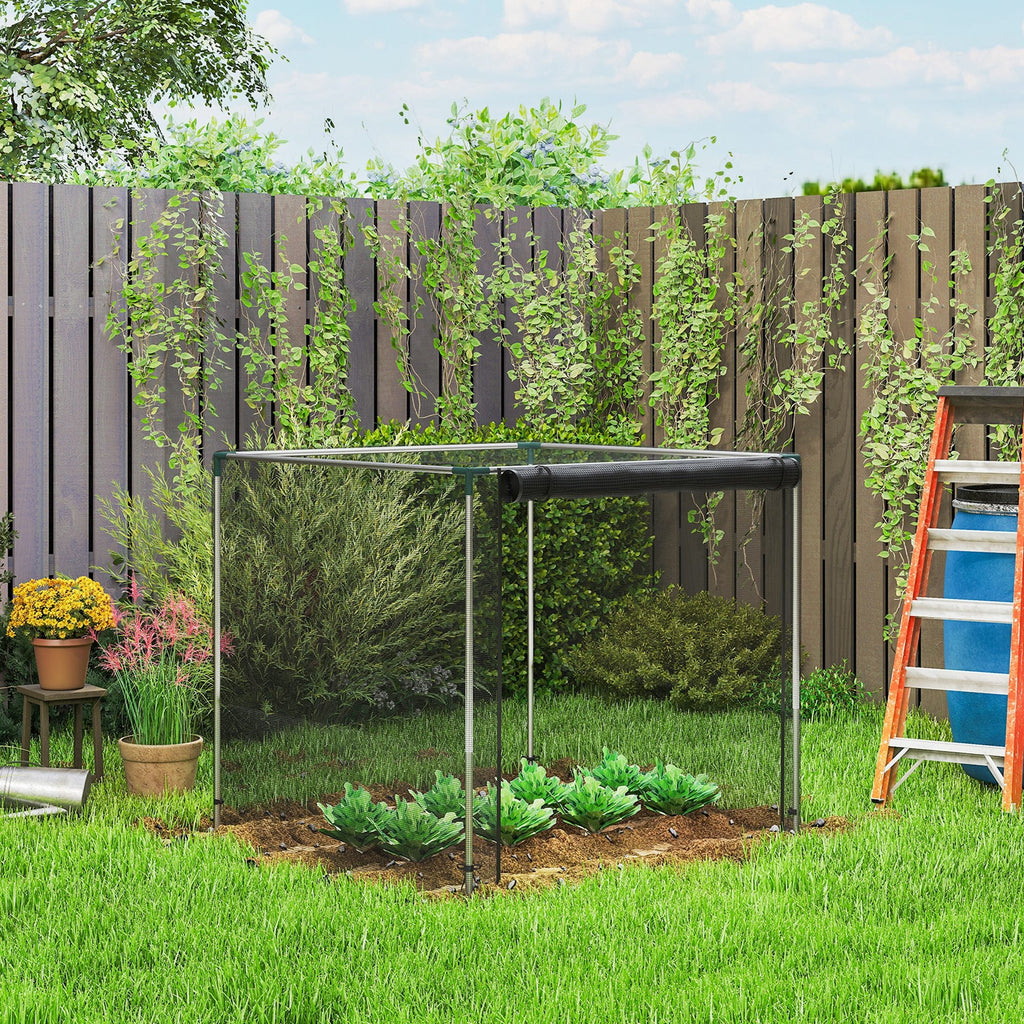 4' x 4' Crop Cage with Zippered Door and Steel Frame, Black
