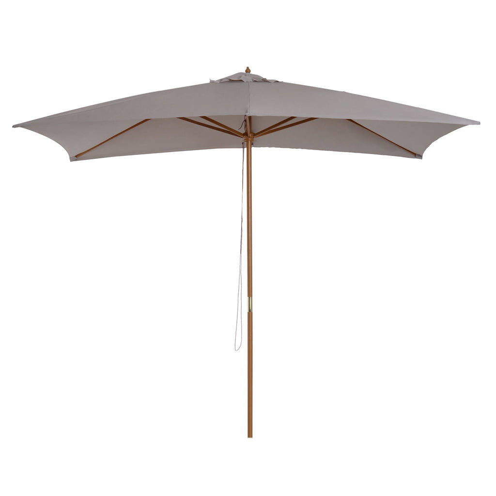 7' x 10' Wooden Patio Umbrella with Top Vent, Grey