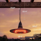 1500W IP65 Electric Patio Heater with Infrared Carbon Tube, LED & Remote, Brown