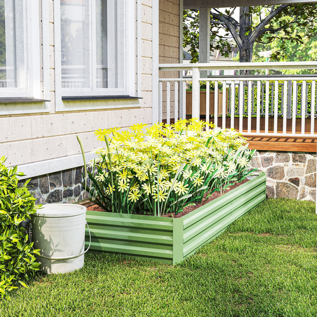 Galvanized Raised Garden Bed 8' x 3' x 1' for Vegetables, Flowers & Herbs, Light Green