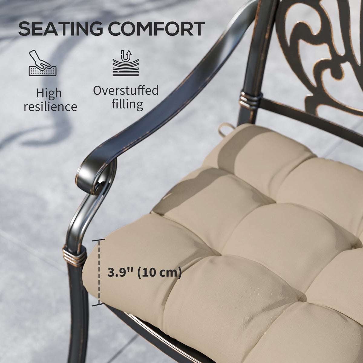 4-Piece Patio Chair Cushions Set with Ties, 19" x 19" x 4"