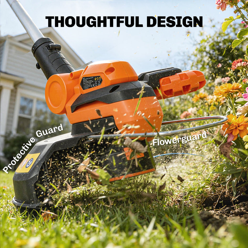 Cordless 2-in-1 Grass Trimmer & Edger with 2x4.0Ah Batteries, 25cm Cut