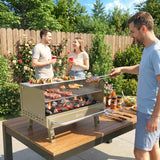 Portable Charcoal BBQ Grill with Adjustable Grates and Side Shelf, Khaki