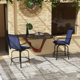 2-Piece Swivel Outdoor Bar Stools with Armrests, Navy Blue